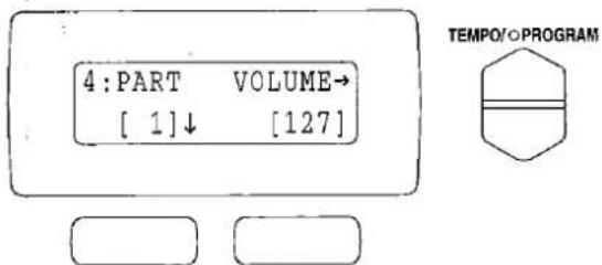 4: PART VOLUME→ [ 1]↓ [127] TEMPO/PROGRAM