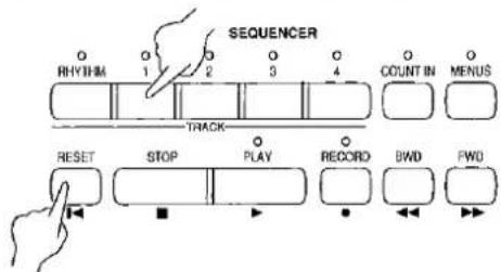 SEQUENCER RHYTHM 1 2 3 4 COUNT IN MENUS TRACK RESET STOP PLAY RECORD BWD FWD