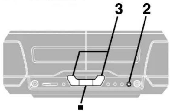 Diagram of a device rear panel with labeled parts 2, 3, and an arrow pointing to component 3.