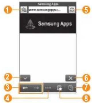 SAMSUNG Wave GT-S7230 - Navigate web pages with the following keys: - 1