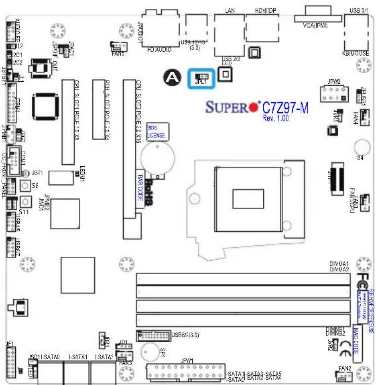 Supermicro C7Z97-M - LAN1 Enable/Disable (JPL1) - 1