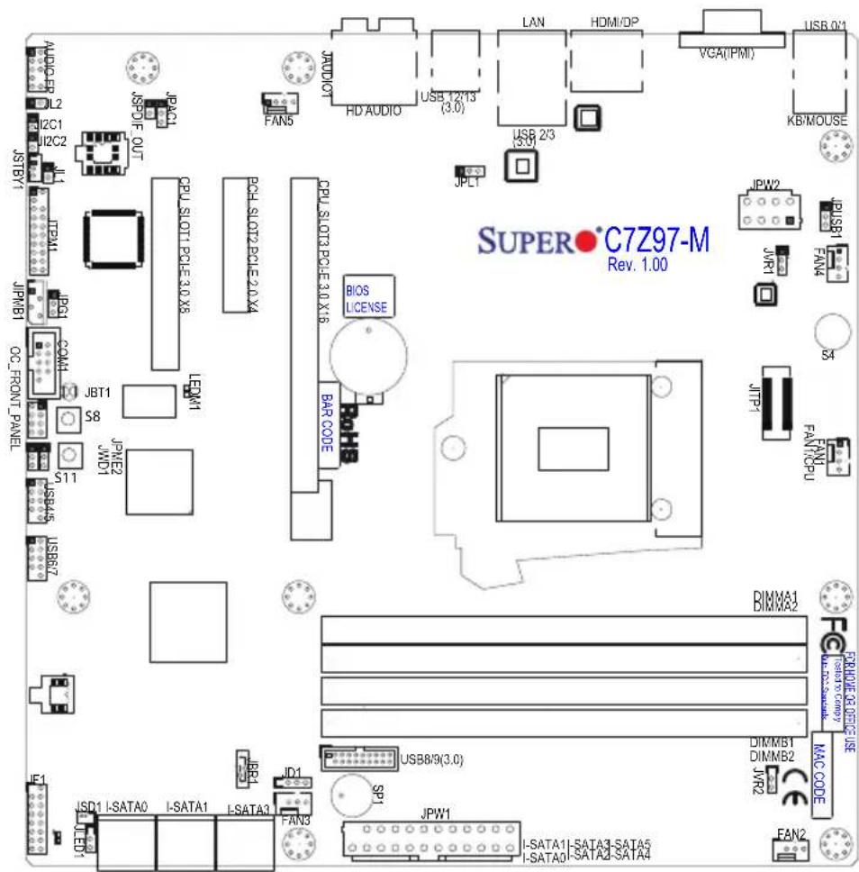 Supermicro C7Z97-M - C7Z97-M/C7Z97-MF Motherboard Layout - 1