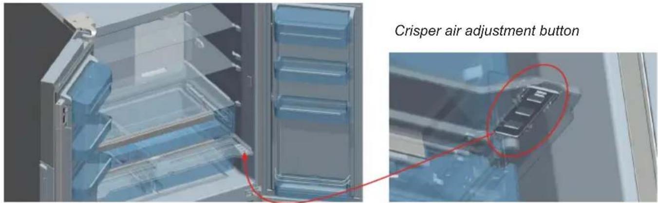 Crisper air adjustment button