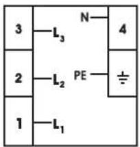 3—L₃ N— 4 2—L₂ PE ÷ 1—L₁