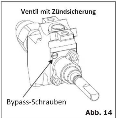 Ventil mit Zündsicherung Bypass-Schrauben Abb. 14
