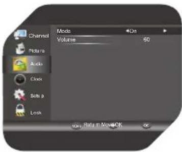 Channel Volume 62 Pictures Audio Clock Semi p Lock copy Return Movie OK