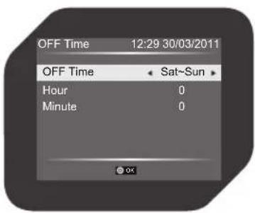 OFF Time 12:29 30/03/2011 OFF Time Sat~Sun Hour 0 Minute 0