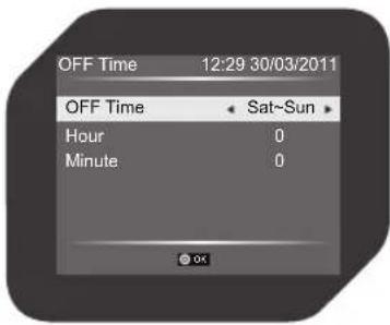 OFF Time 12:29 30/03/2011 OFF Time Sat~Sun Hour 0 Minute 0