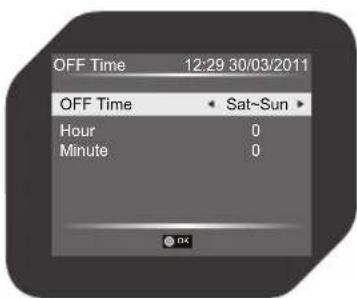 OFF Time 12:29 30/03/2011 OFF Time Sat~Sun Hour 0 Minute 0