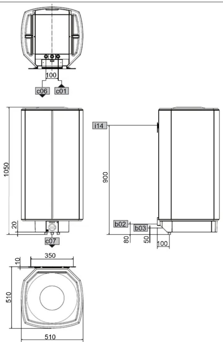 STIEBEL ELTRON SNZ 80 S - Maße und Anschlüsse - 1