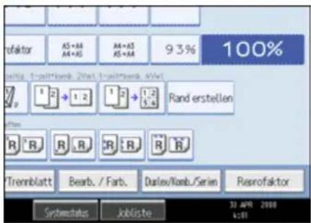 rofaktor AS+AS AA+AS 93% 100% 1 2 + 1 2 + 1 2 Rand erstellen R R R R R R Trennblatt Bearb. / Farb. Duslex/Komb./Siren Reprofaktor Systemdata Jobliste 32 April 2008 4:00
