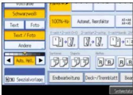 Vorrande Schwarzweiß Text Foto Text / Foto Andere Auto. Hell. Spezialvorlage 100%-Hp Automat. Reordaktor A5+A4 A4+A5 1-valt 2-valt 0-0 2-valt 2-valt 1-valt 1-valt 2-0 Systenmet Chapets Authos R R R Endbearbeitung Deck-/Trennblatt Bear Systemaktur