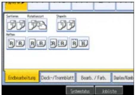 Setframe Rotationzort Shapein Heflon Endbearbeitung Deck:~/Trennblatt Bearb. / Farb. Duplex/Komb Systemstatus Jobliste
