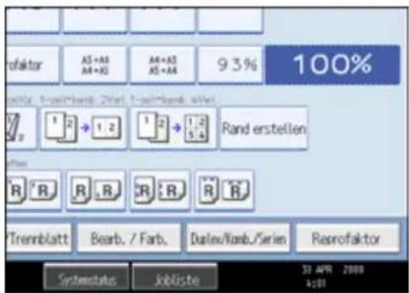 rofaktor AS+AS AA+AS AS+AS 93% 100% white 100% font: 2nd font: 4th 1 2 + 1 2 1 2 + 1 2 Rand erstellen R R R R R R Trennbatt Bearb. / Farb. Dunex/Komb./Siren Reprofaktor Systemstatus Jobliste 30 APR 2008 +101