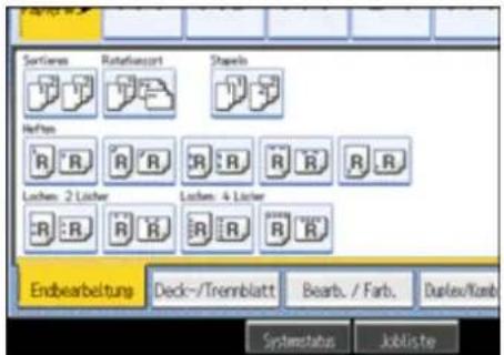 Sortiress Rotateinscort Shapeis Heftes R R R R R R R Locke: 2 Lücher Locke: 4 Lücher R R R R R R Endbearbeitung Deck-/Trennblatt Bearb. / Farb. Duplex/Komb Systemstatus Jobliste