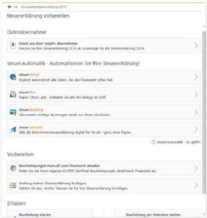 Wiso steuer:Sparbuch 2020 - Die Programmoberfläche der Einkommensteuererklärung - 1