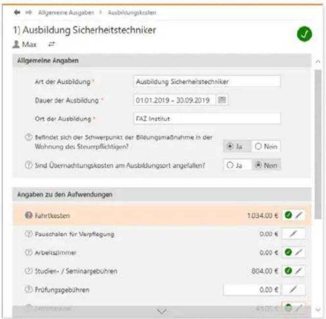 Wiso steuer:Sparbuch 2020 - Ausbildungskosten - 1