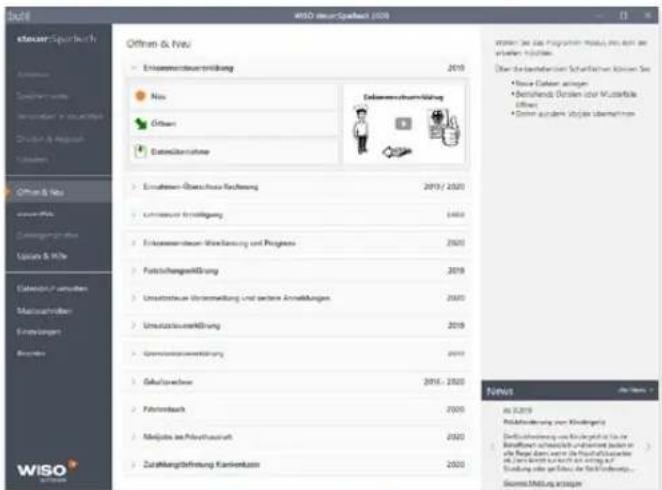 Wiso steuer:Sparbuch 2020 - B Der Programmstart - 3