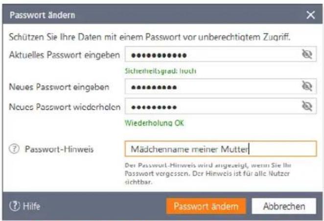 Wiso steuer:Sparbuch 2020 - Passwort regelmäßig ändern - 1