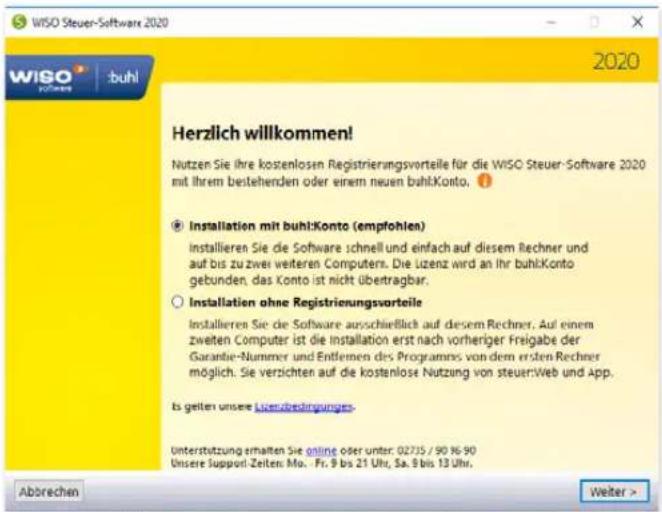 Wiso steuer:Sparbuch 2020 - WISO steuer:Software installieren - 1