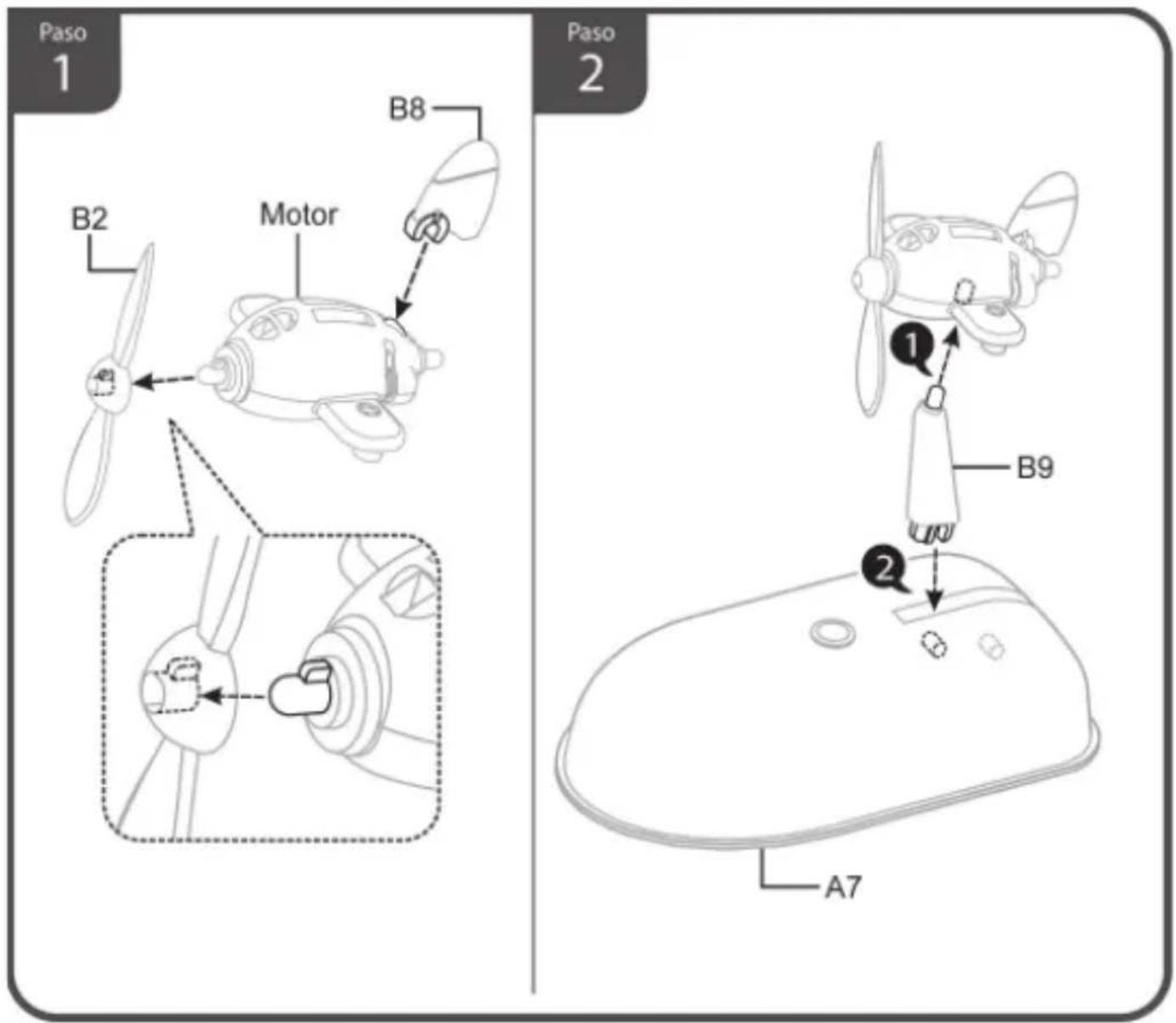 Paso 1 B2 Motor B8 Paso 2 1 B9 2 A7