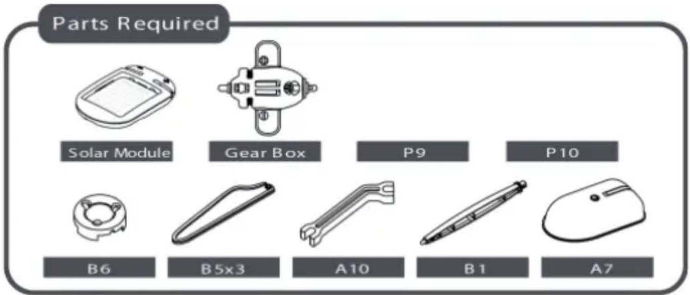 Parts Required Solar Module Gear Box P9 P10 B6 B 5x3 A10 B1 A7