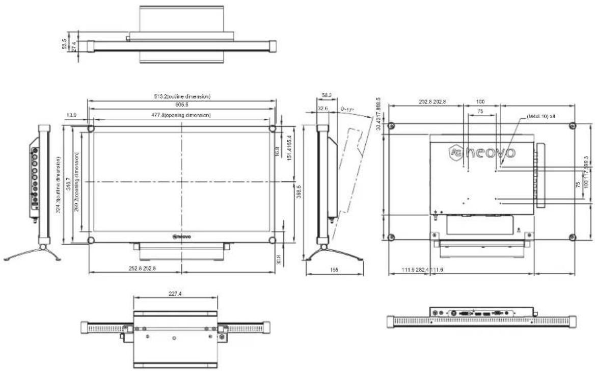 AG Neovo DR-17G - Display-Abmessungen - 2