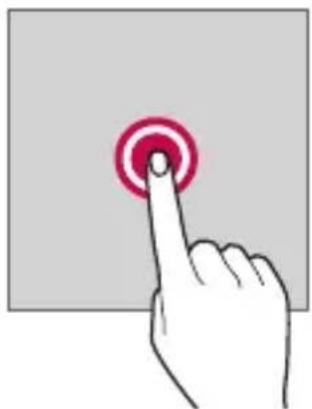 Main appuyant sur un bouton rouge circulaire sur fond gris (sans texte ni symboles).