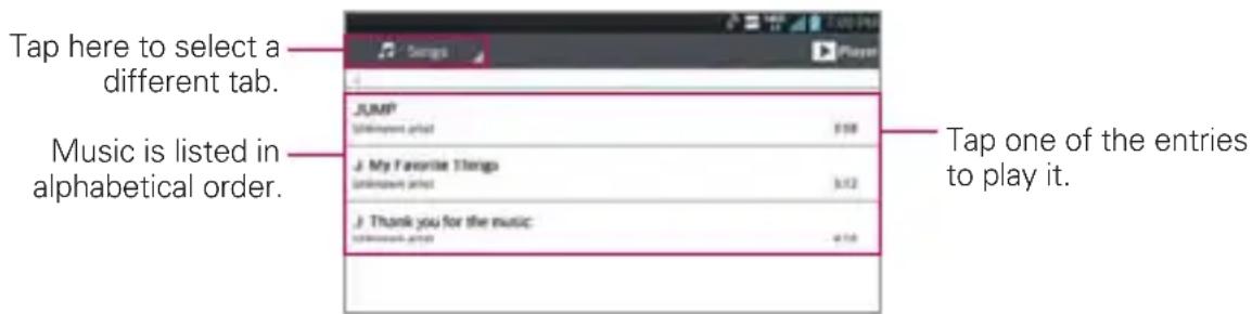 LG Spectrum 2 - To open Music and view your music library - 1