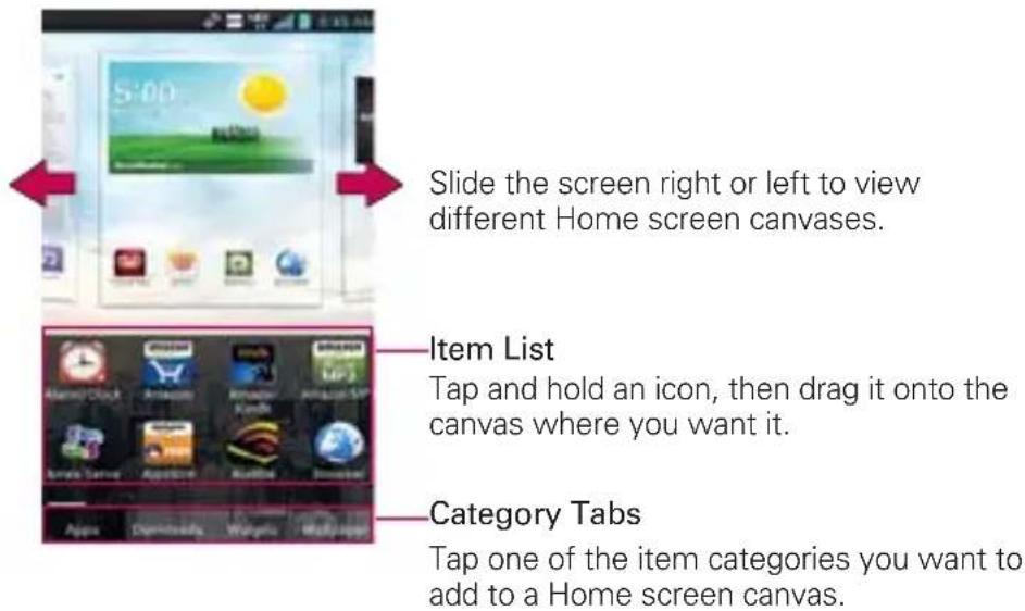 LG Spectrum 2 - To add an item to the Home screen - 1
