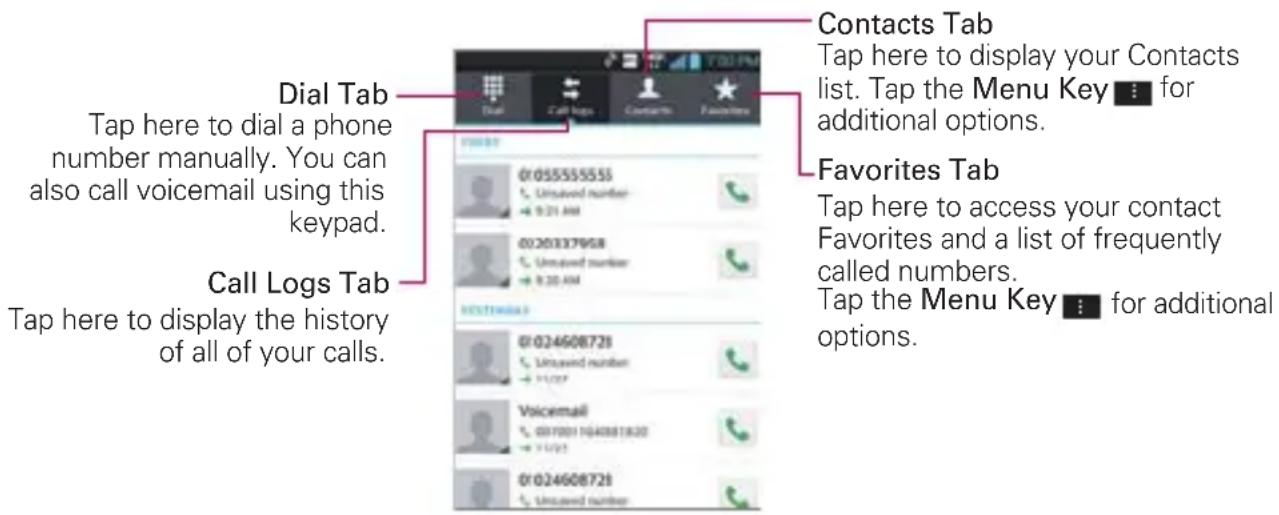 LG Spectrum 2 - To open the Call logs - 1