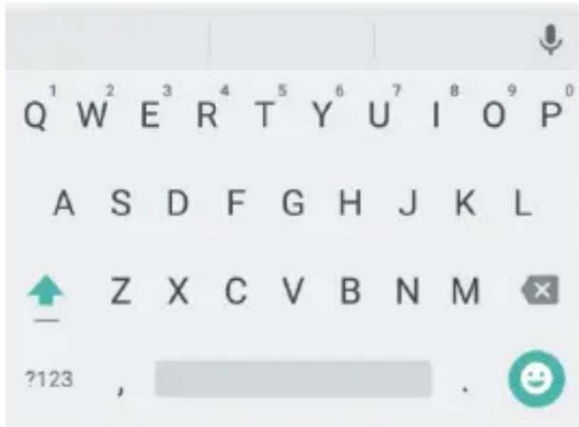 Q¹ W² E³ R⁴ T⁵ Y⁶ U⁷ I⁸ O⁹ P⁰ A S D F G H J K L Z X C V B N M ?123 , .