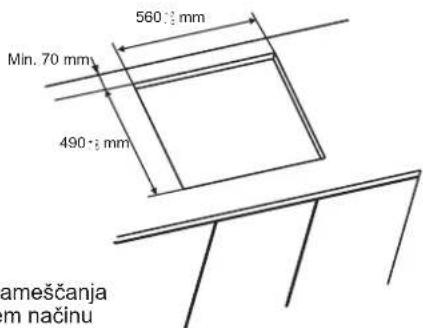 560 mm Min. 70 mm 490 mm ameščanja m načinu