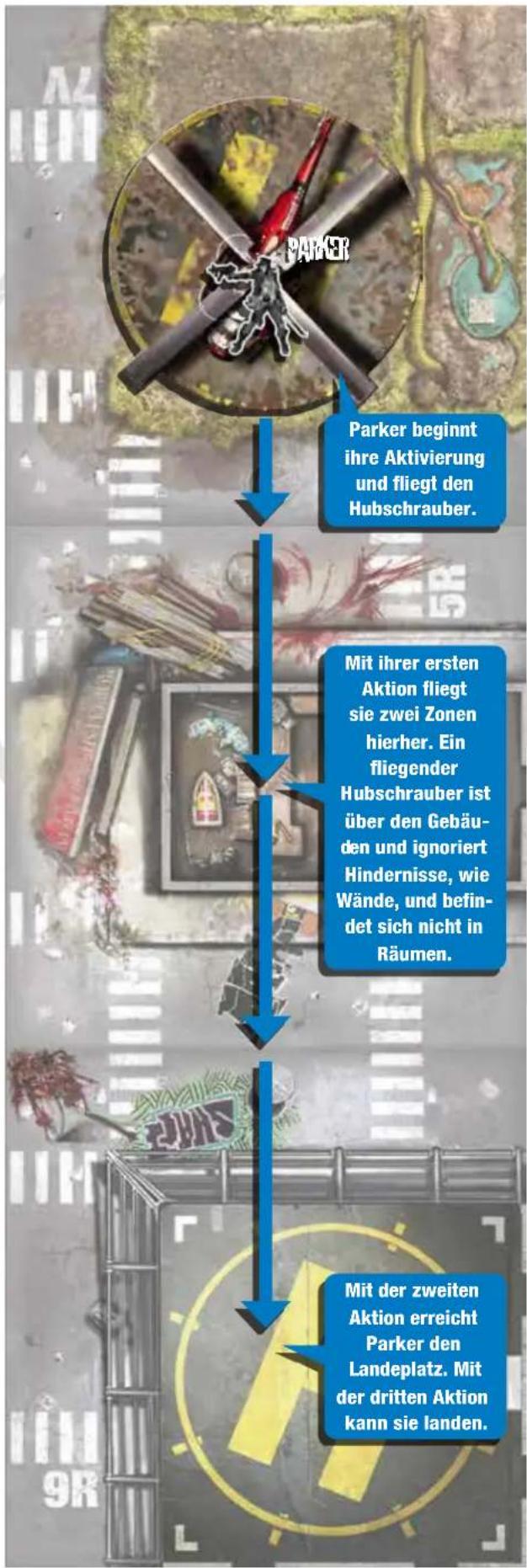 Asmodee Zombicide Rue Morgue - AUSRÜSTUNG IN EINEN HUBSCHRAUBER STAPELN - 1