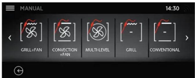 MANUAL 14:30 GRILL+FAN CONVECTION +FAN MULTI-LEVEL GRILL CONVENTIONAL