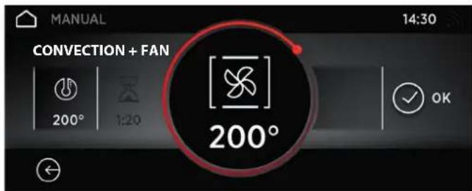 MANUAL 14:30 CONVECTION + FAN 200° 1:20 200° OK