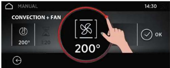 MANUAL 14:30 CONVECTION + FAN 200° 1:20 200° OK