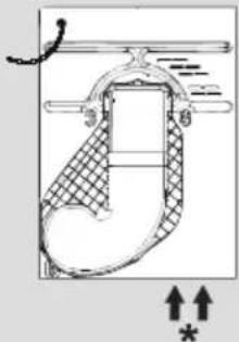 Technical diagram of a mechanical component with labeled parts and directional arrows