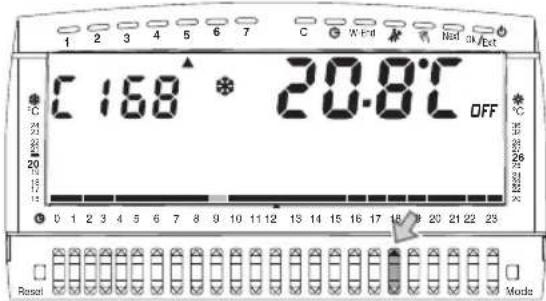 C 168 ° 20.8°C OFF 0 1 2 3 4 5 6 7 C W End Nnd ck/Ext Reset Modes