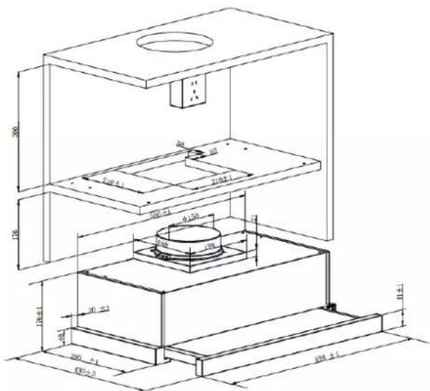 Technical schematic diagram of a mechanical assembly with dimensional annotations in millimeters