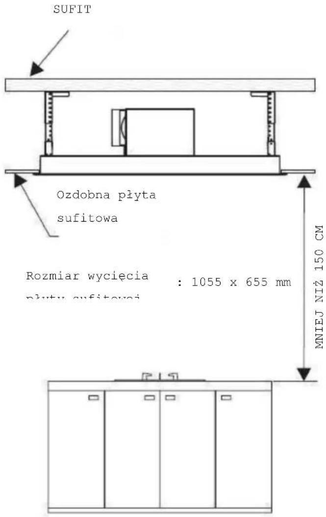 SUFIT Ozdobna płyta sufitowa Rozmiar wycięcia : 1055 x 655 mm płyty sufitowai MNIEJ NIŻ 150 CM