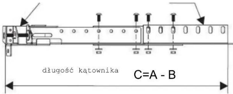długość kątownika C=A - B