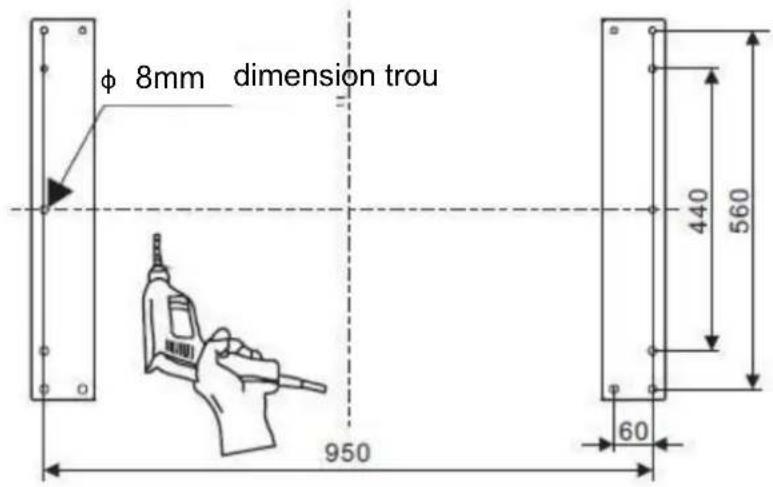 φ 8mm dimension trou 950 440 560 60