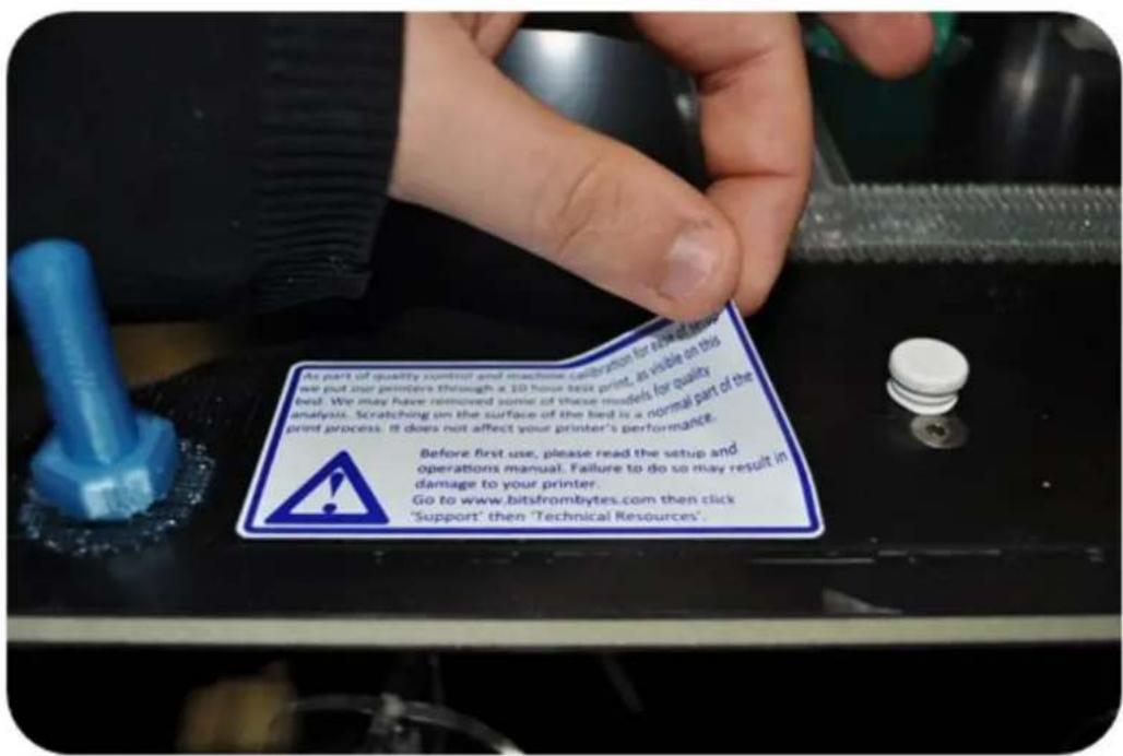 BFB 3D Touch - Remove the bed label - 2
