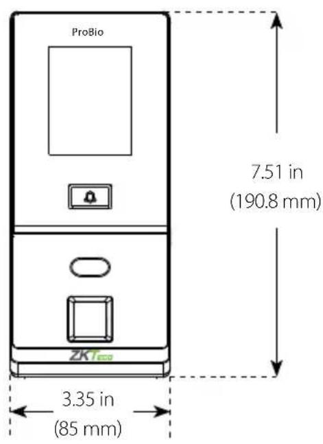 ZKTeco ProBio-ID - Product Dimensions - 1