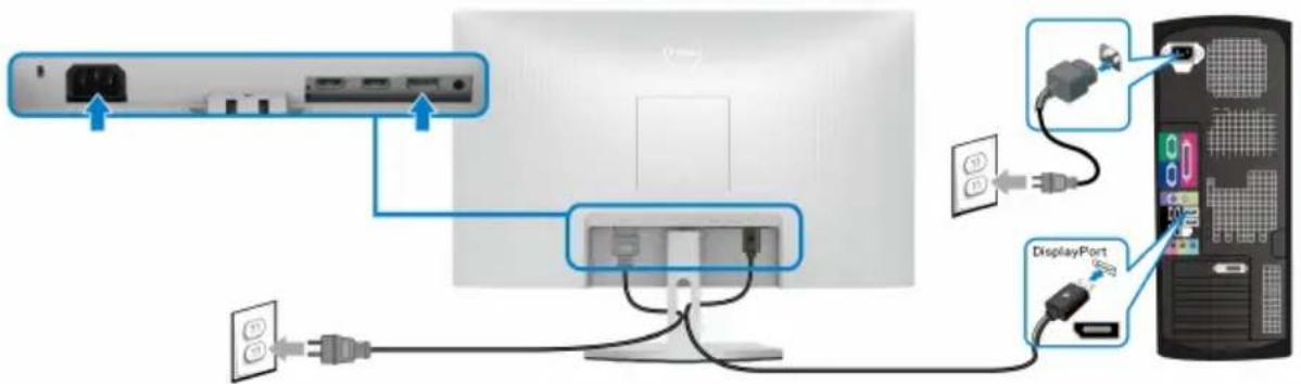 DELL S Series S2721QS - DisplayPort Kabel (DP-zu-DP) (optional) und Netzkabel anschließen S2721Q - 1