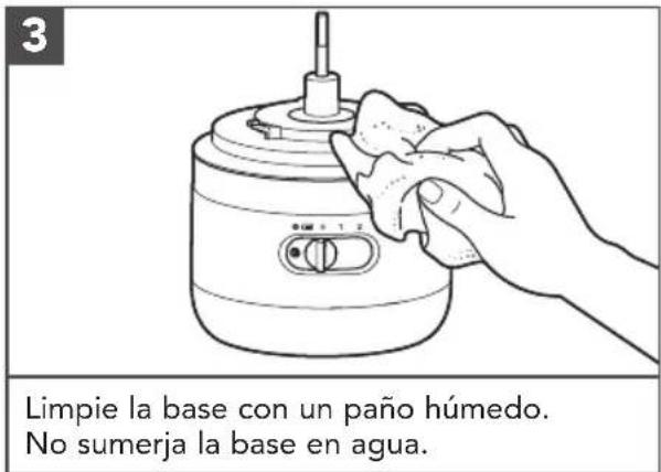 3 Limpie la base con un paño húmedo. No sumerja la base en agua.