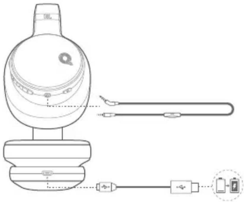 Diagram of a device with labeled components including a bulb, cable, and battery connection