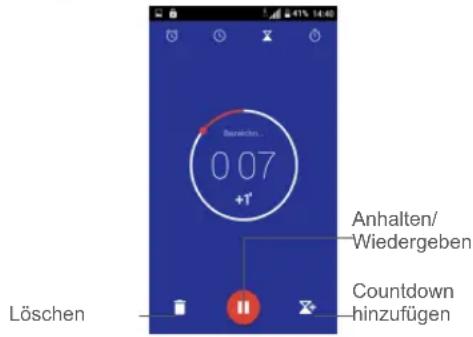 Berein 0 07 +1 Anhalten/ Wiedergeben Countdown hinzufügen Löschen