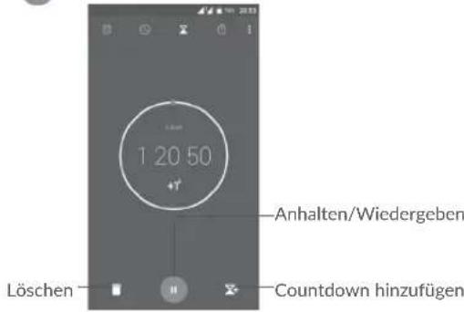 1 20 50 Anhalten/Wiedergeben Löschen Countdown hinzufügen